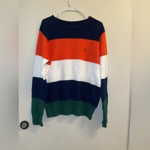 Ralph Lauren Men's Crewneck Sweater - Orange, White, Blue, Green